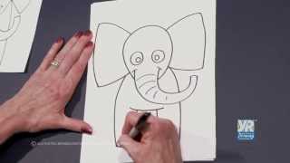 Teaching Kids How to Draw How to Draw a Cartoon Elephant [upl. by Ahseikram]