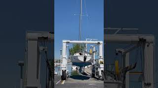 Catalina 30 sailboat launches into water Fortress of solitude Lake Erie [upl. by Lucania974]