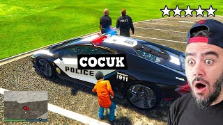 ÇOCUK POLIS ARABASINA BINERSE 10 YILDIZ GELIYOR  GTA 5 MODS [upl. by Naimed317]