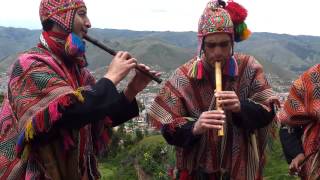 Peruvian flute band plays above Cusco Peru [upl. by Adnirol]