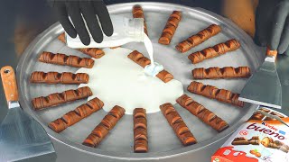 ASMR  massive kinder Bueno Ice Cream Rolls  how to make Ice Cream with lots of Chocolate Bars  4k [upl. by Green]