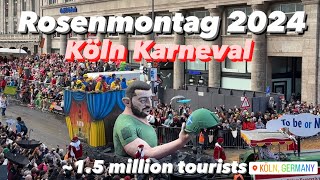 RosenMontag Köln Karneval 2024  4K 60fps  1 Million tourists  300 Tons of sweets  Cologne 🇩🇪 [upl. by Montague]