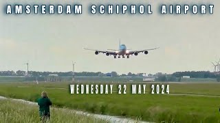 Crosswindy Arrivals at Amsterdam Schiphol Airport Live [upl. by Noemi291]