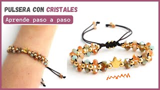 Como hacer pulseras de hilo elegantes con cristales 💎 paso a paso  pulseras para vender 💜 [upl. by Rephotsirhc732]