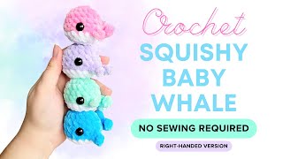 BEGINNER FRIENDLY  Crochet Baby Whale tutorial NO SEWING REQUIRED step by step RIGHTHANDED [upl. by Kiyoshi]