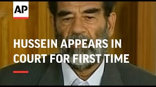 WRAP Defiant Saddam Hussein appears in court for first time [upl. by Hsirk406]