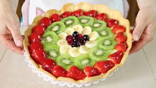 Crostata di Frutta Ricetta per Base Crema e Gelatina  Homemade Fruit Pie Recipe [upl. by Maddis]