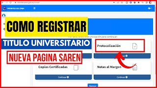 COMO REGISTRAR TITULO UNIVERSITARIO EN SAREN 2023 Paso a Paso y Tips de Ayuda [upl. by Swan]