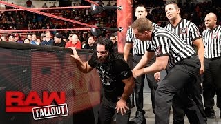 Seth Rollins is helped out of the arena after his encounter with Triple H Raw Fallout Mar 13 2017 [upl. by Mulderig]