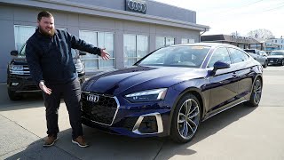 2023 Audi A5 Sportback Navarra Blue  Video Tour with Aiden [upl. by Ainelec]