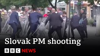 Video shows moment Slovak Prime Minister shot multiple times by 71yearold gunman  BBC News [upl. by Muraida437]