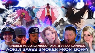 Aokiji Saves Smoker From Doflamingo  Smoker Vs Doflamingo  Reaction Mashup [upl. by Rannug]