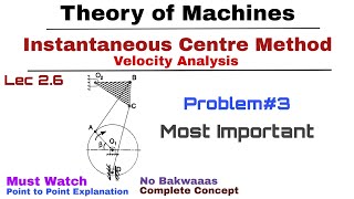 26 Instantaneous Centre Method  Problem3  Complete Concept  Velocity Analysis  KOM  TOM [upl. by Dawkins]