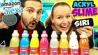 ALEXA VS SIRI MACHEN ACRYL SCHLEIM CHALLENGE Wer macht besseren GLIBBER SLIME Kaan vs Kathi [upl. by Knick889]