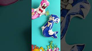 SHIN SONIC TAPES and AMY Rose Mermaid Love Story  Paper Squishy AMY Pregnant  Ghes Handmade [upl. by Padegs]