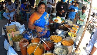 Hyderabad Famous Sai Kumari Aunty Serves Best Roadside Meal NonVeg 80 Veg 60 Rs Amazing Food Zone [upl. by Johnathon]