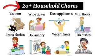 20  Household Chores  Household Chores in English vocabulary [upl. by Ahseinar]