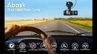 Abask Dash cam Front and Inside with 32G SD Card1080P1080P Dash Camera for Cars [upl. by Jolynn983]