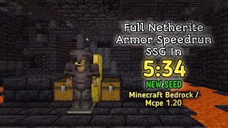 Full Netherite Armor Speedrun In 534  SSG  Minecraft Bedrock  Mcpe 120 [upl. by Einahteb]