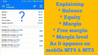 Explaining Balance Equity Margin Free margin and margin level on MT4MT5 mobile platform [upl. by Keviv]