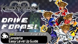 Kingdom Hearts HD 25 ReMIX  COMPLETE GUIDE Drive Forms Easy Level Up All Forms KH2 FM [upl. by Ahsiem]