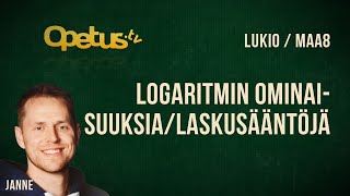 Logaritmin ominaisuuksialaskusääntöjä [upl. by Cinimod]