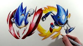 Drawing Sonic Vs Metal Sonic [upl. by Glavin]