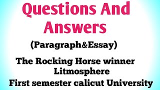 Questions And Answers of the short story The Rocking Horse winner by D H Lawrence Litmosphere [upl. by Park]