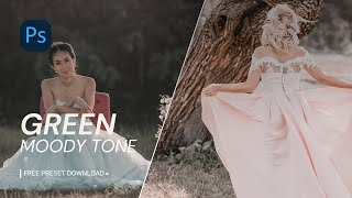 Green Tone Preset  Photoshop Tutorial  Green Moody Color Grading [upl. by Eilarol757]