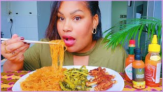 GLASS NOODLES TURKEY WINGS WATER SPINACH MUKBANG [upl. by Nylaj950]