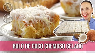 BOLO DE COCO CREMOSO GELADO COM 5 INGREDIENTES SEM GLÚTEN SEM LACTOSE [upl. by Redep494]