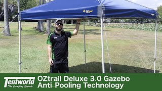 NEW Big Upgrade  OZtrail Deluxe 30 Gazebo V4 HydroFlow Blue  Set Up and Walkthrough [upl. by Neelon]