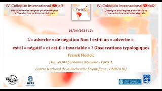 L« adverbe » de négation Non  estil un « adverbe » Franck Floricic [upl. by Ecerahs]