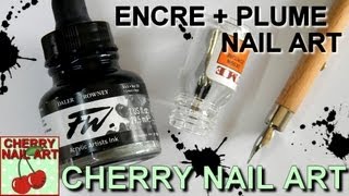 Nail art tuto technique encre et plume [upl. by Omura]