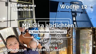 Scheiben ausbessern und Vorbereitung für die Isolierung Wohnbus Woche 12 [upl. by Holsworth]