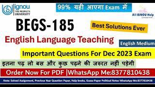 BEGS185 English Language TeachingImportant Questions With Answer For ExamDec 2023 Exam [upl. by Airdnek423]