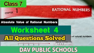 DAV class 7 maths chapter 1 worksheet 4 all questions solved [upl. by Notslar]