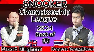 Noppon Saengkham vs Stuart Bingham  Snooker Championship League 2024 Best of 5 Complete Sessions [upl. by Camroc]