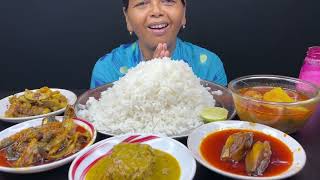 BIGBITES EATING RICE WITH VETKI KALIA TEL POTOL TANGRAR JHAL BOK SORSHE KAKROL VAJA।। [upl. by Vanna209]