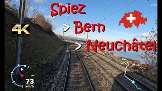 CAB RIDE 4K 🇨🇭 Spiez  Bern  Neuchâtel  CH Suisse  Schweiz  Switzerland  Swiss 🛤 [upl. by Joannes]