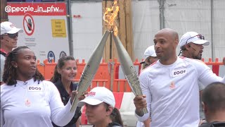 Thierry Henry amp Romane Dicko portant la flamme Olympique à Paris  14072024 [upl. by Aronson776]