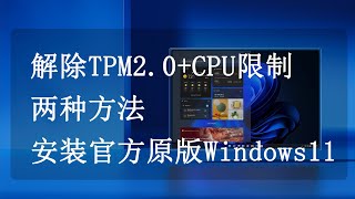 两种方法，解除TPM20CPU限制，超详细安装官方原版Windows11，老旧电脑的福音，后期可正常升级 [upl. by Romonda]