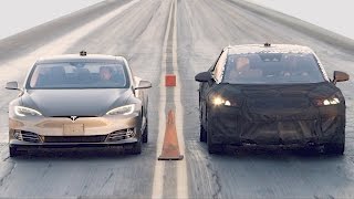 Tesla Model S P100D vs Faraday Future FF 91 vs Bentley Bentayga vs Ferrari 488 GTB [upl. by Lezti]