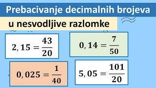 Prebacivanje decimalnih brojeva u nesvodljive razlomke zadaci za 5 razred [upl. by Jutta]