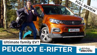 New 2022 Peugeot eRifter electric family car review – DrivingElectric [upl. by Arateehc]