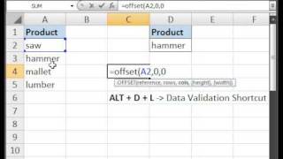 Dynamically Update a Drop Down MenuList  Data Validation amp OFFSET Function [upl. by Wilkie]