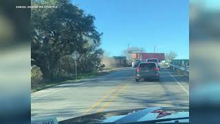 Train derails after hitting truck [upl. by Bertolde]