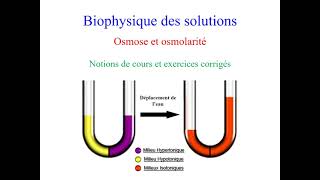 Osmose et Osmolarité notions de cours et exercices corrigés [upl. by Mulry]