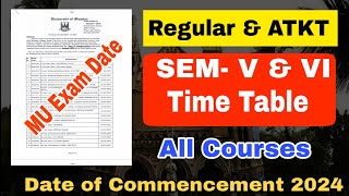 SEM  5 amp 6 Exam 2024 Commencement Date Mumbai University  Summer Session 2024 Exam time Table [upl. by Kermie99]