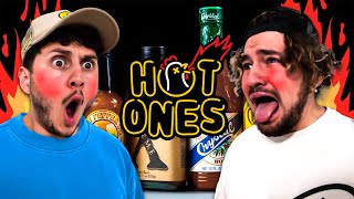 5 Guys Vs Hot Ones Challenge [upl. by Skinner]